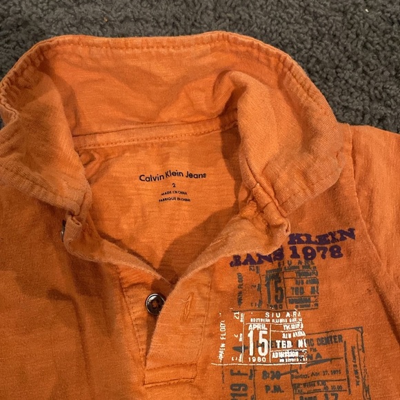 ♦️5 for $15♦️ 2T orange Calvin Klein polo shirt sleeve shirt - Picture 2 of 3